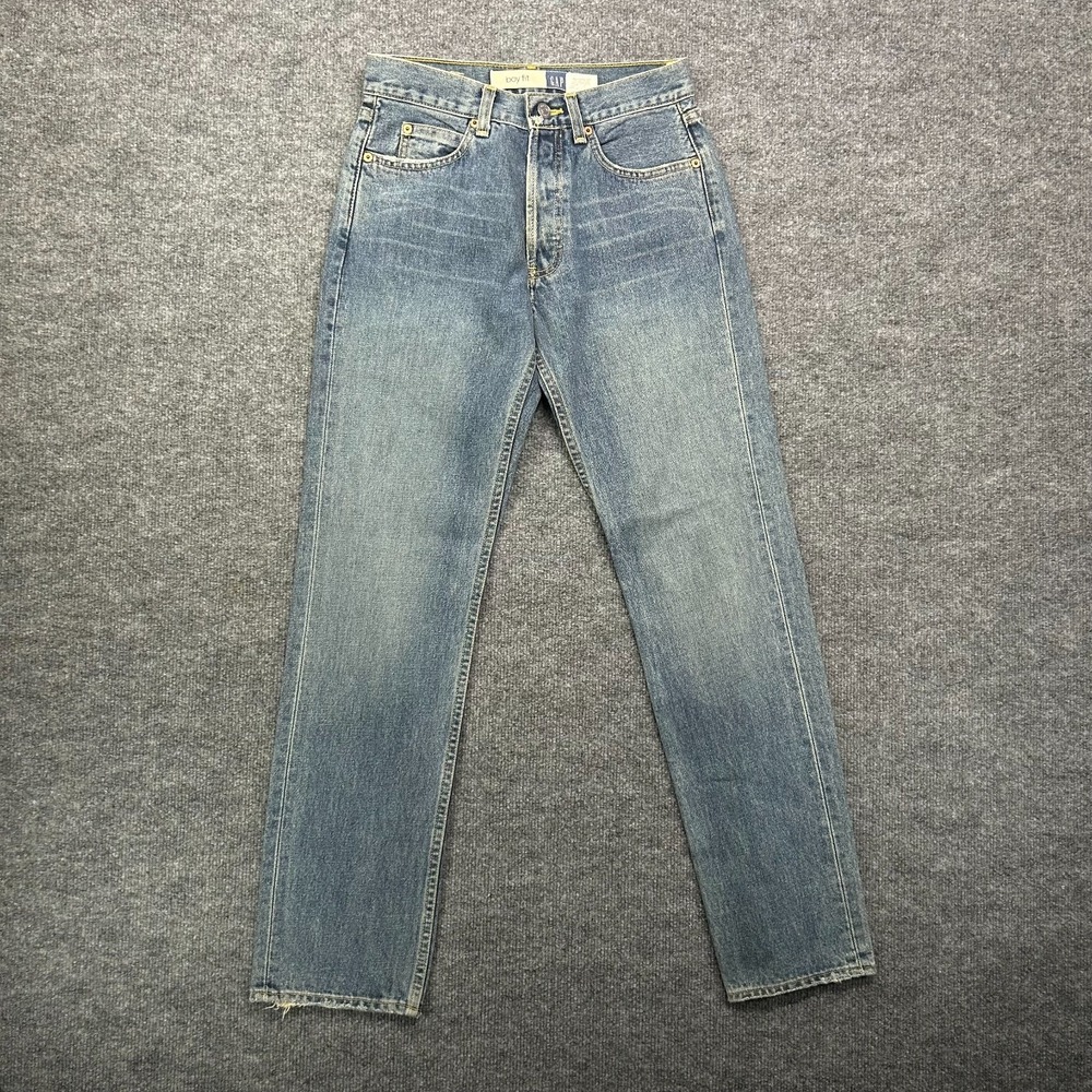 Gap Boy Fit Jeans Men's Medium Indigo Wash Denim Button Fly Straight Leg - 28X30